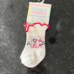White and Red Baby Socks - Vintage 4th of July Ruffles
